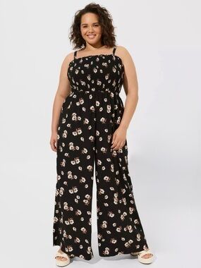 Torrid A-line Maxi Jumpsuit Celia Floral Deep Black Plus Size 3X